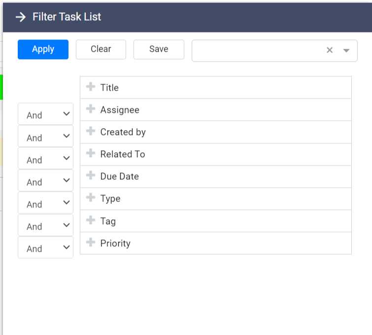 filter task list