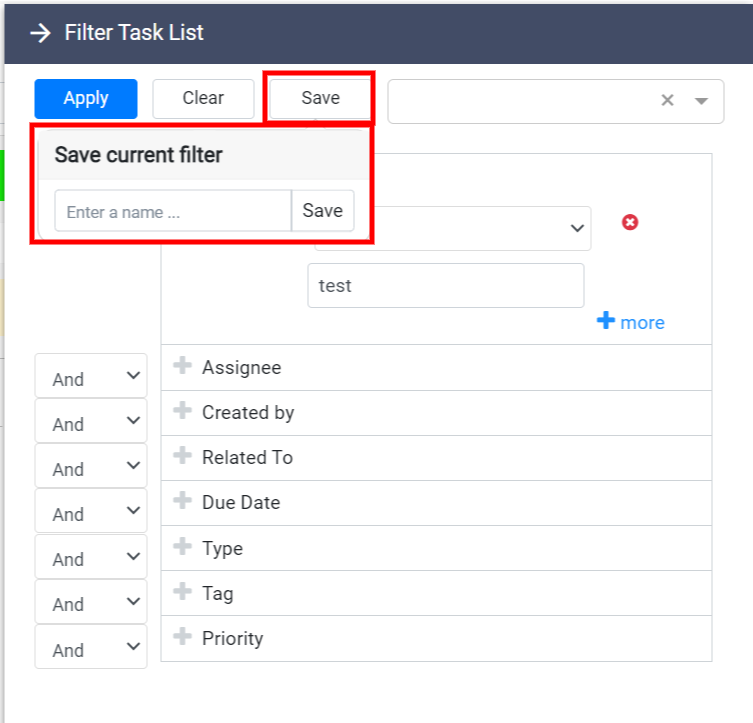 save current filter