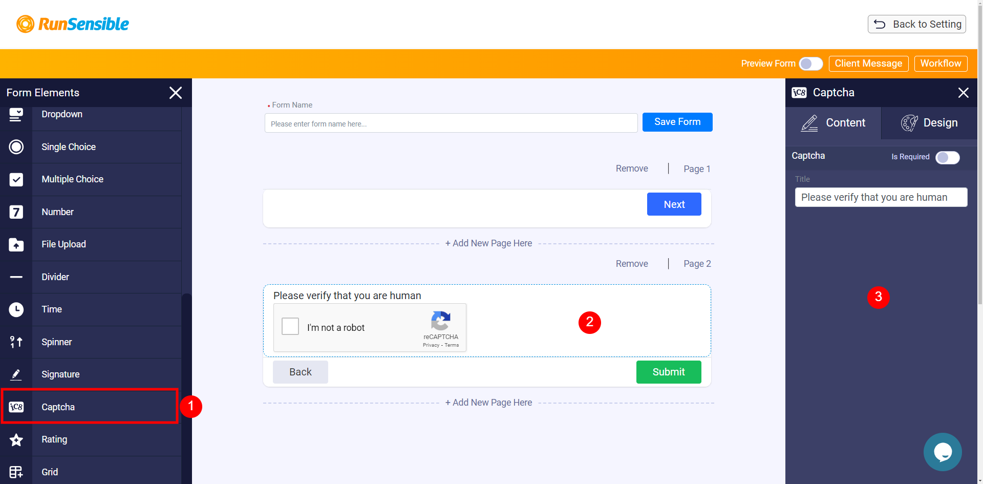 capcha intake form