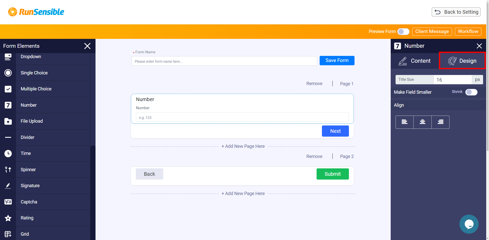 design intake form