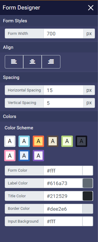 form designer intake form