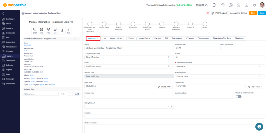 Information Tab Overview - RunSensible Help Center