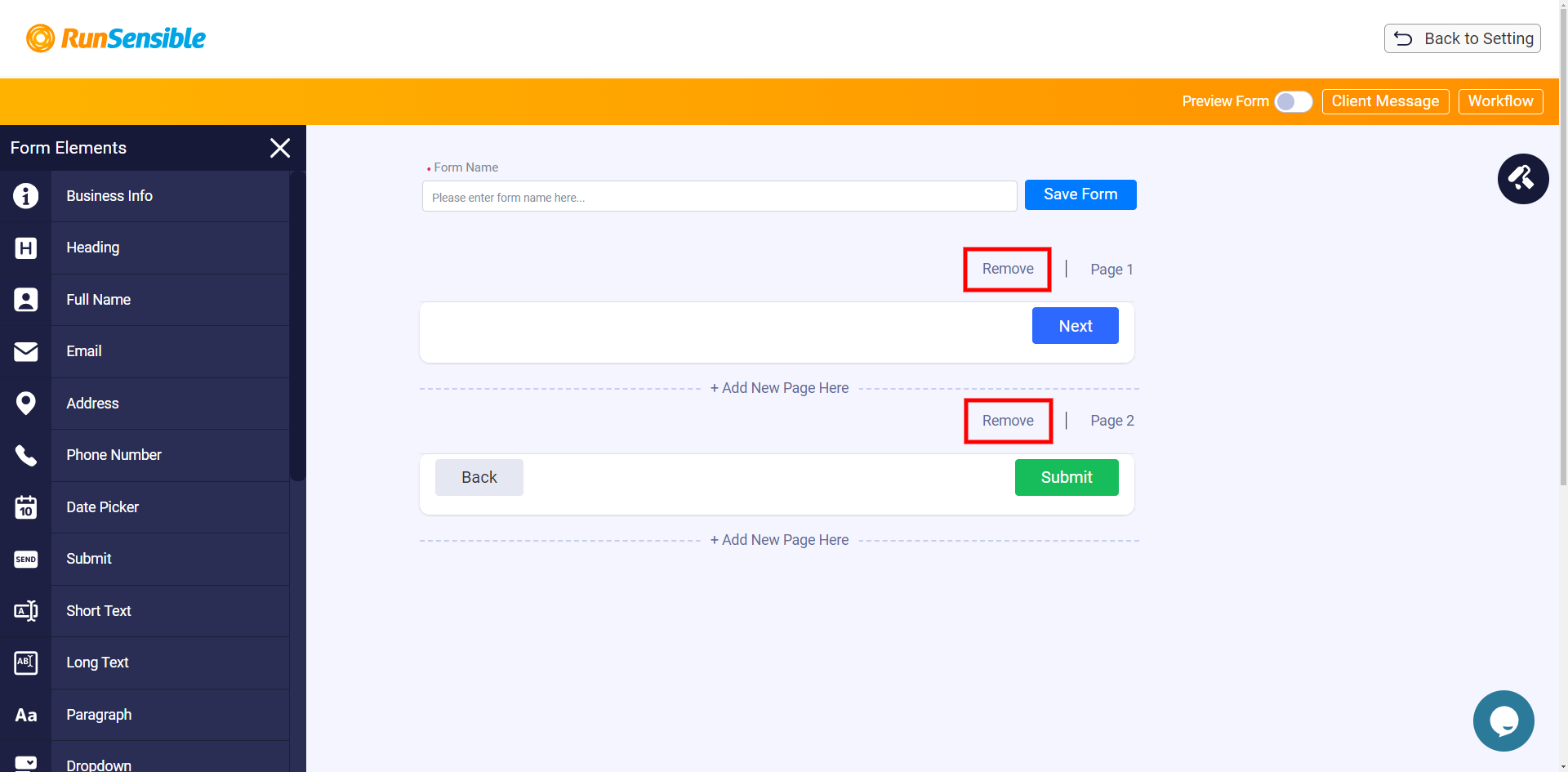 intake form