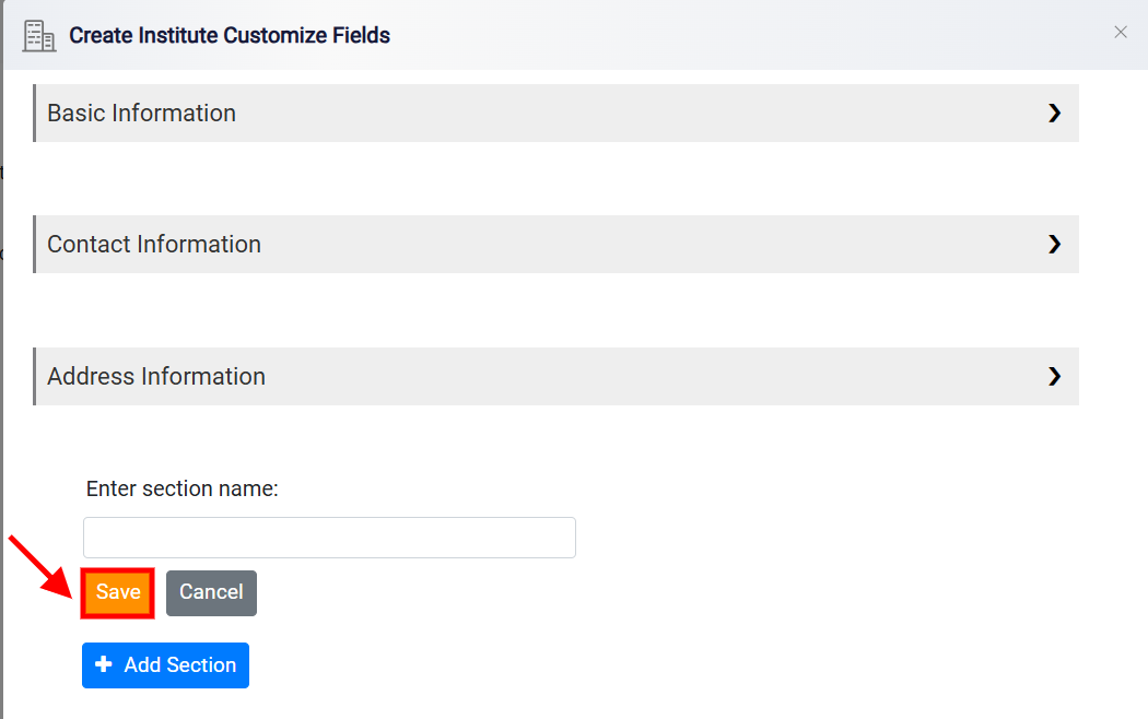 Institutions Custom Fields