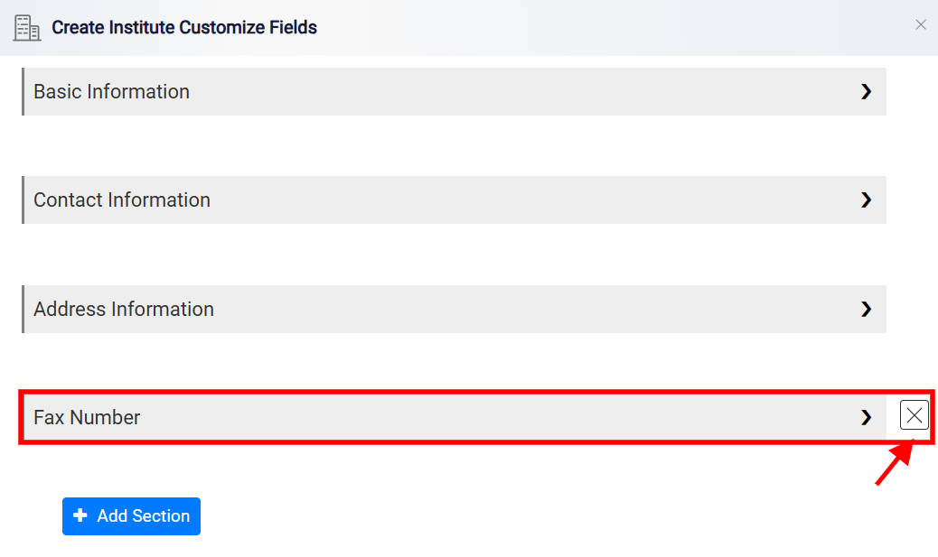 Institutions Custom Fields