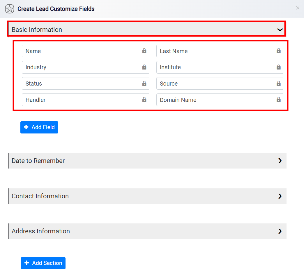 Leads Custom Fields