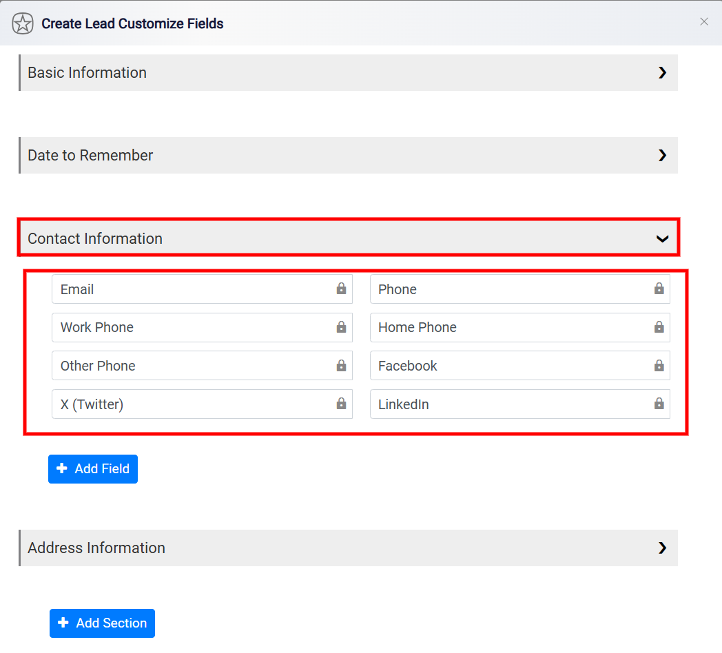 Leads Custom Fields