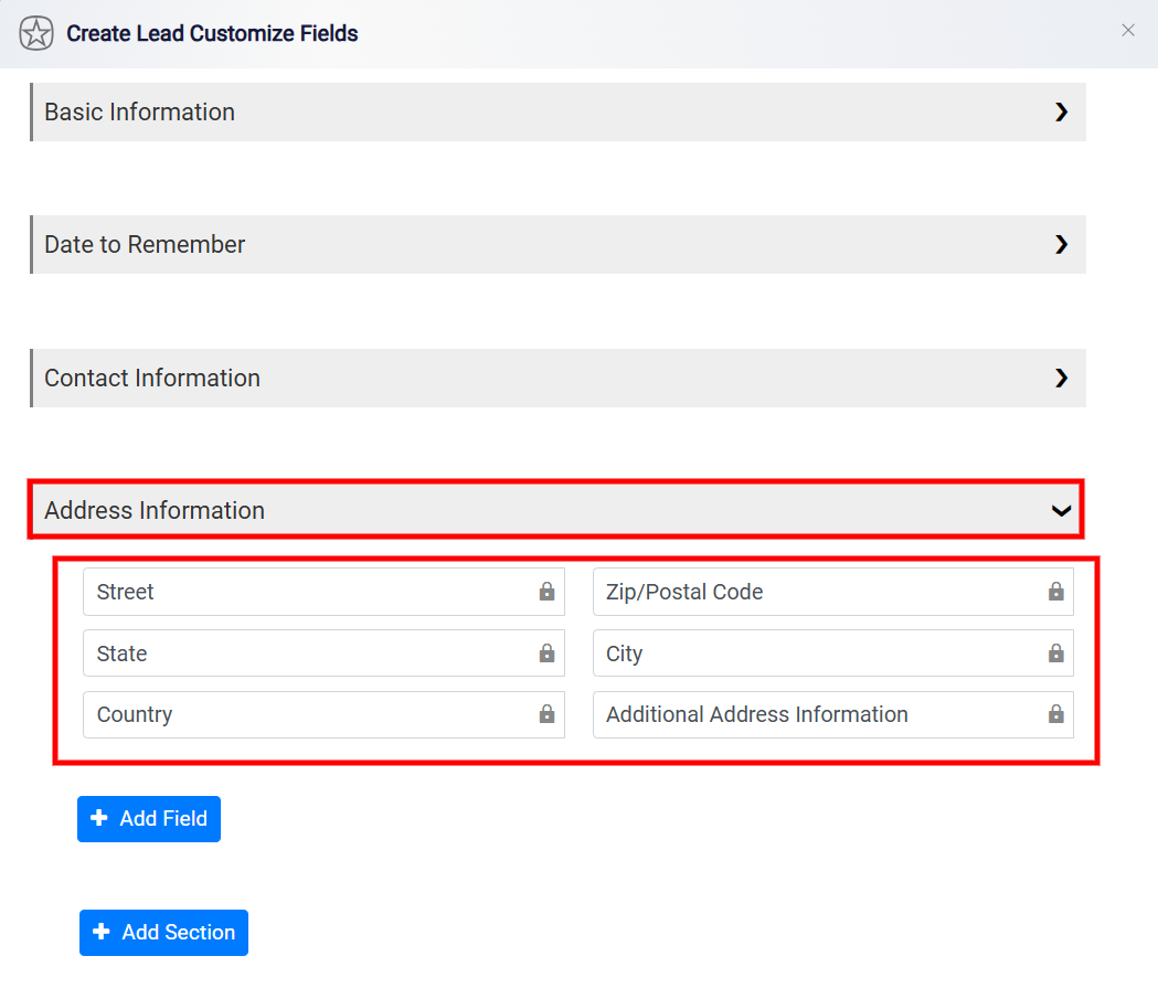 Leads Custom Fields