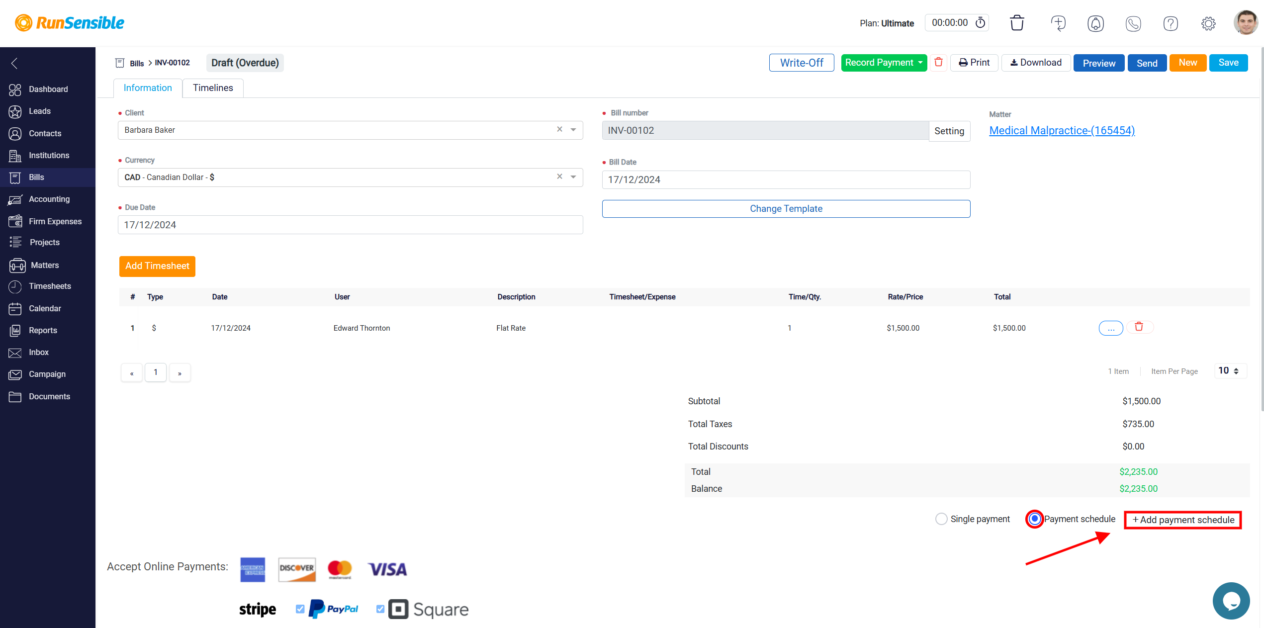 Creating a Payment Schedule Template