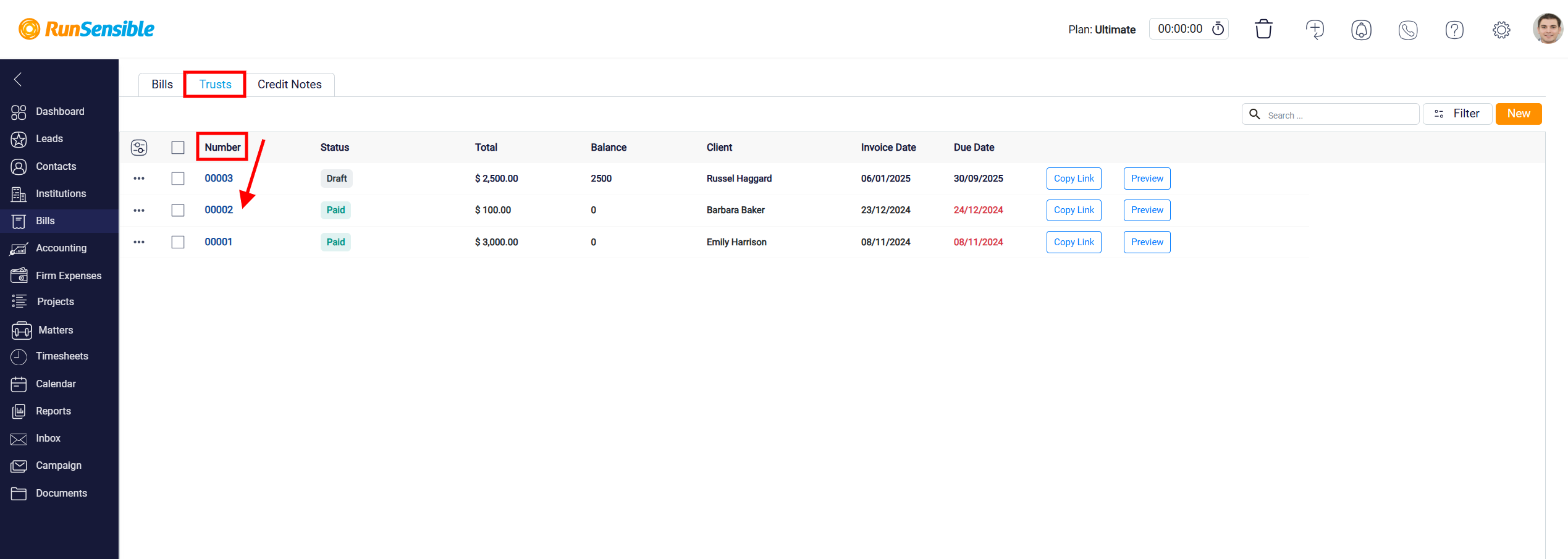 Accessing the Trust Timelines