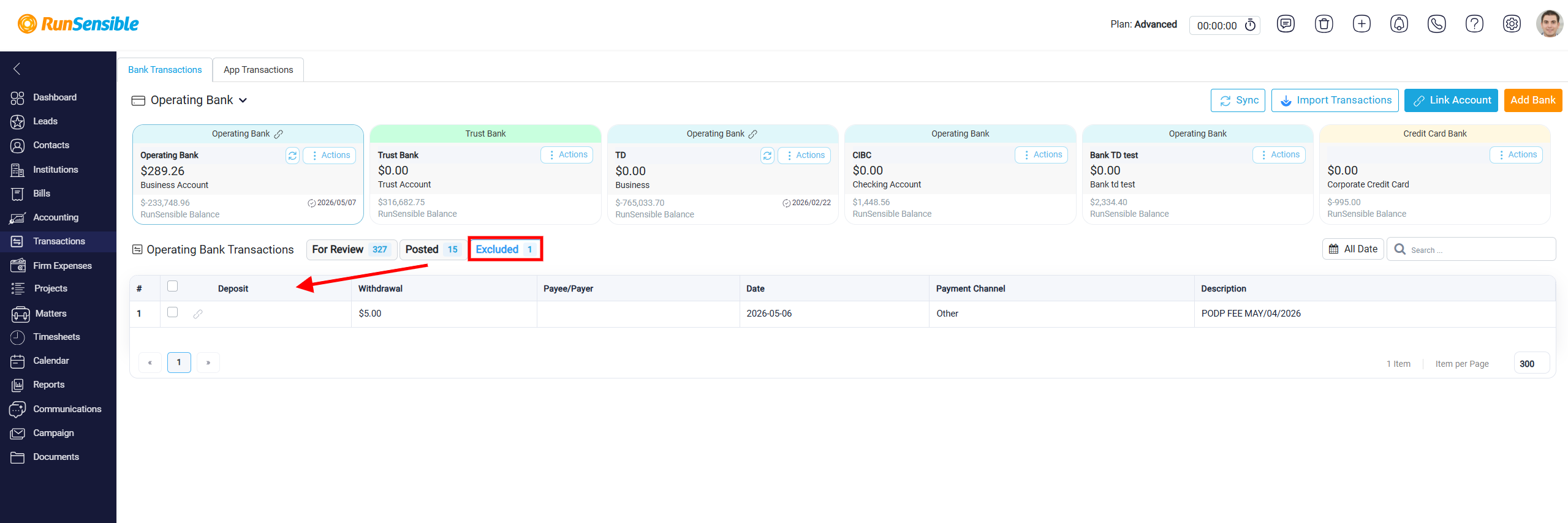 Viewing and Processing Bank Transactions