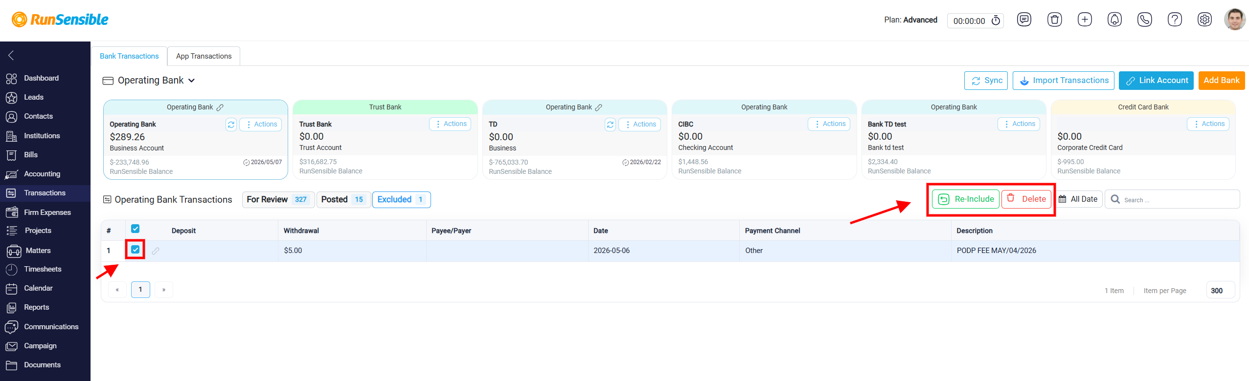 Viewing and Processing Bank Transactions