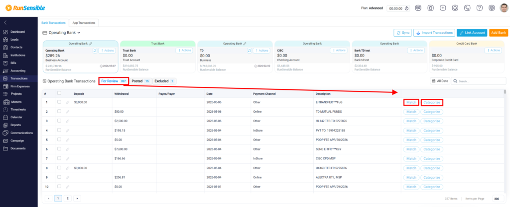 Processing Bank Transactions - RunSensible Help Center