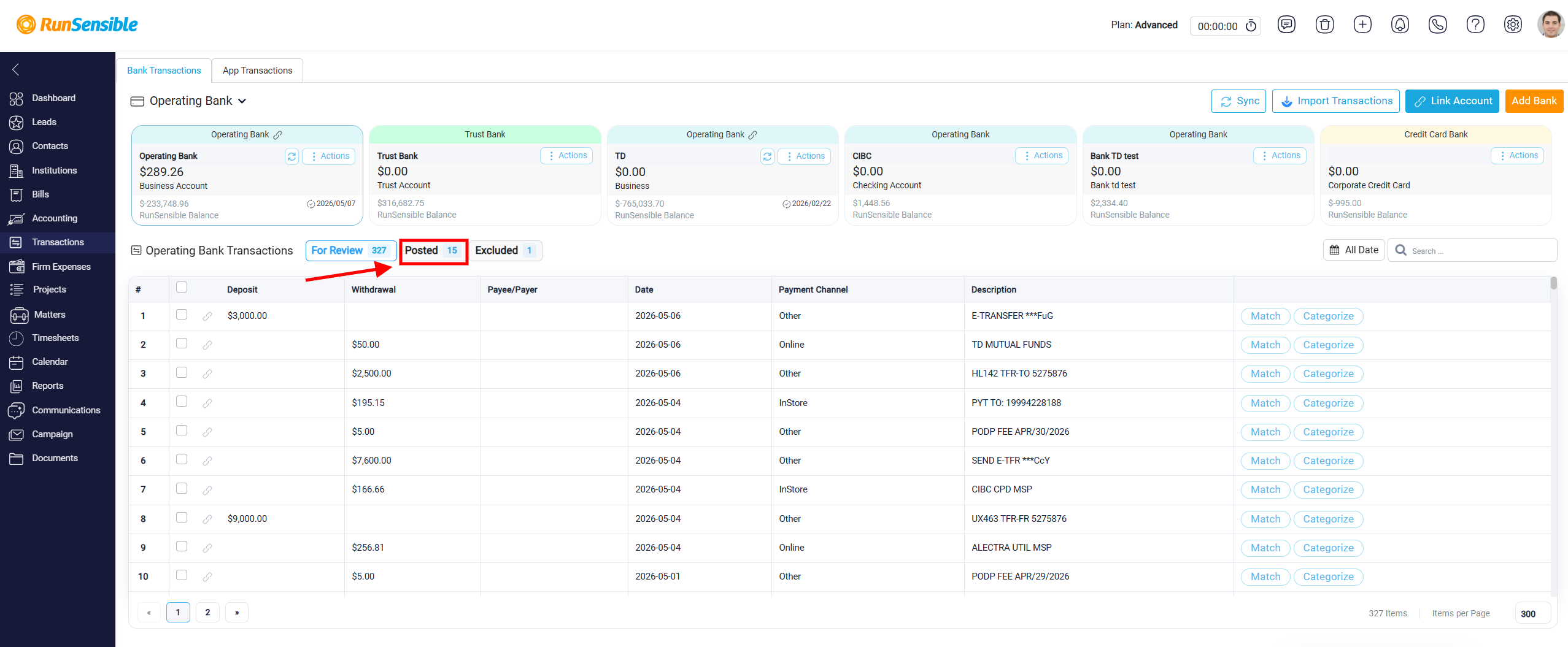 Categorize Transaction Panel