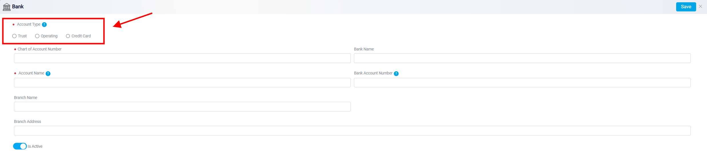 Creating an Internal Bank Account 