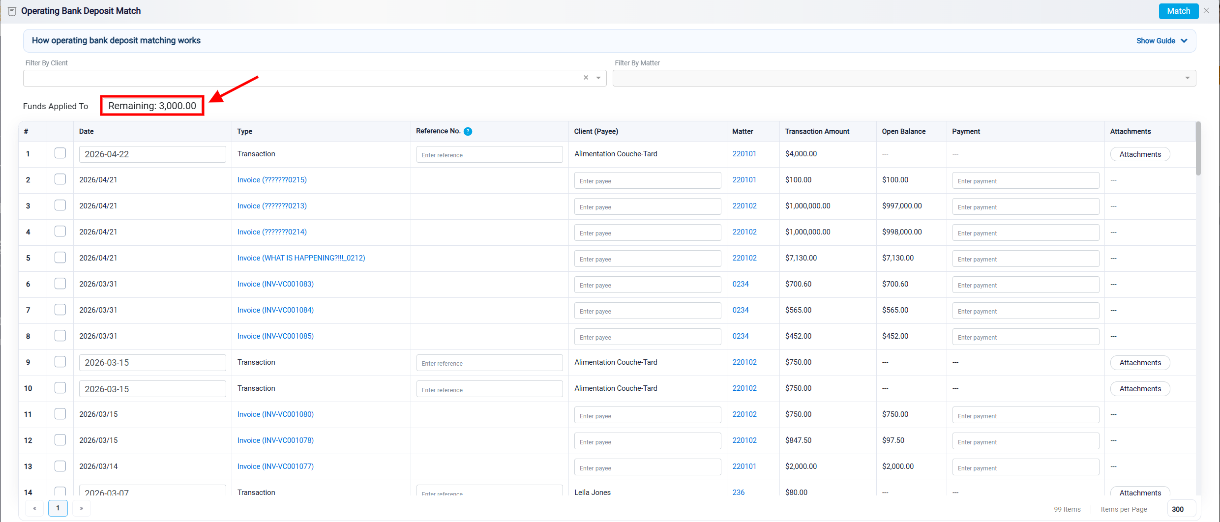 Shared Features in Match Panels