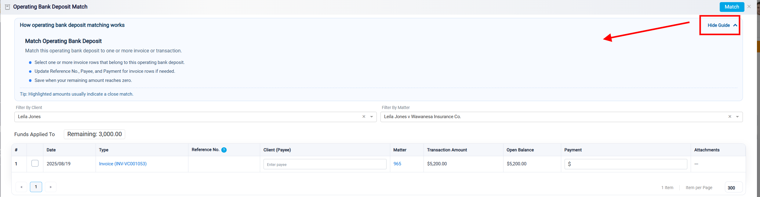 Filtering Matching Records