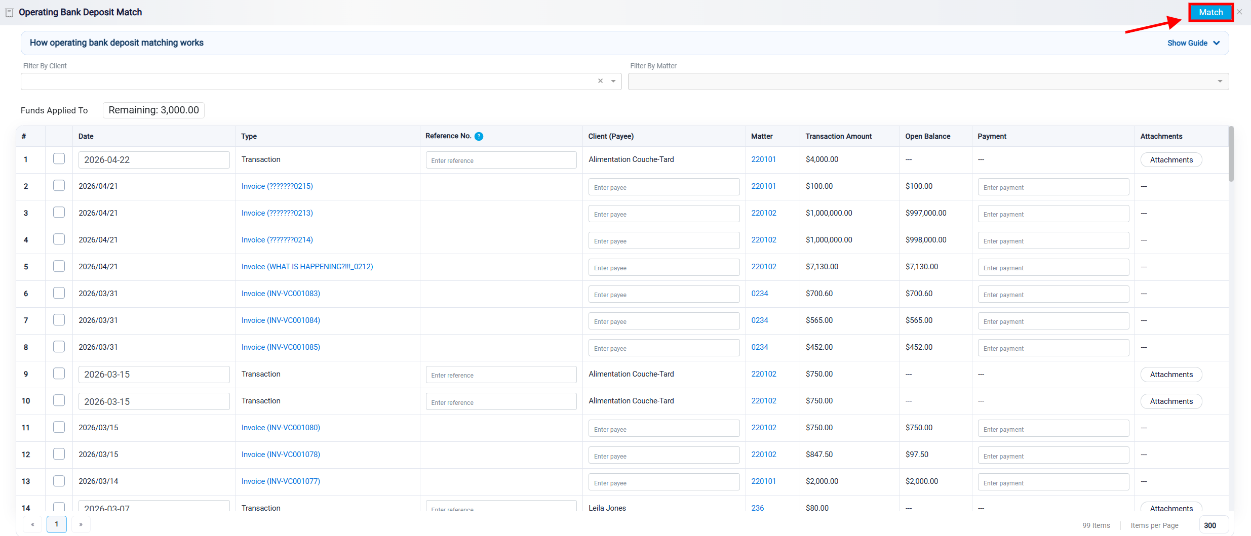 Filtering Matching Records