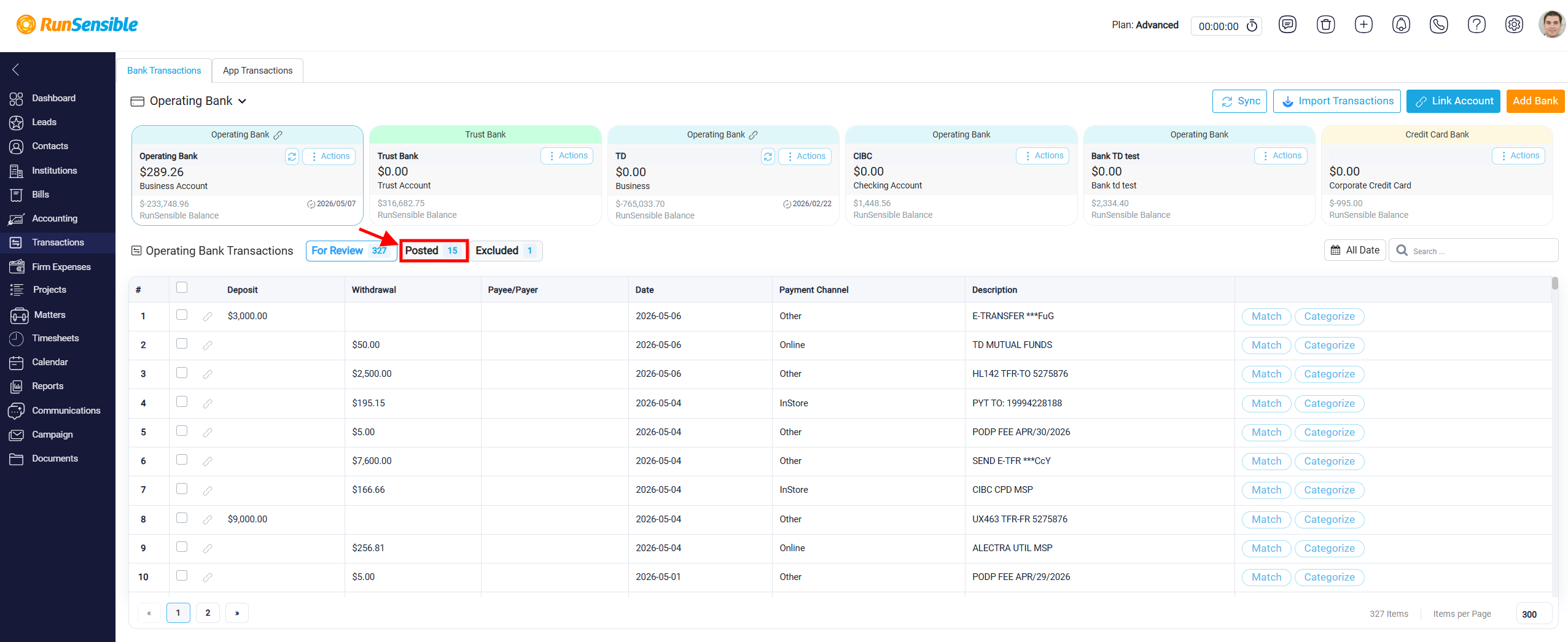 Posted Transactions