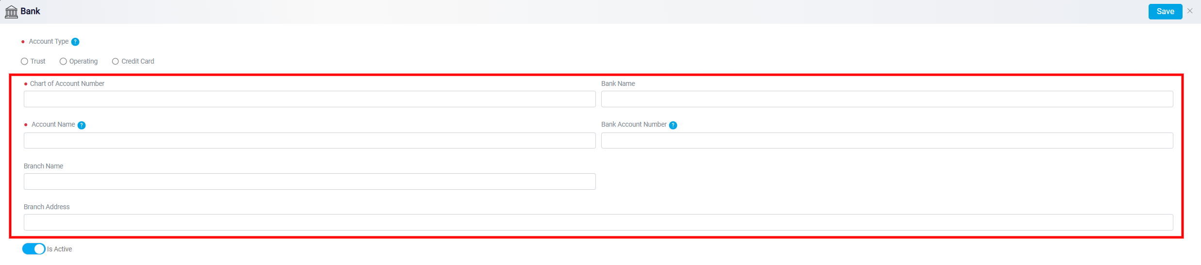 Creating an Internal Bank Account 