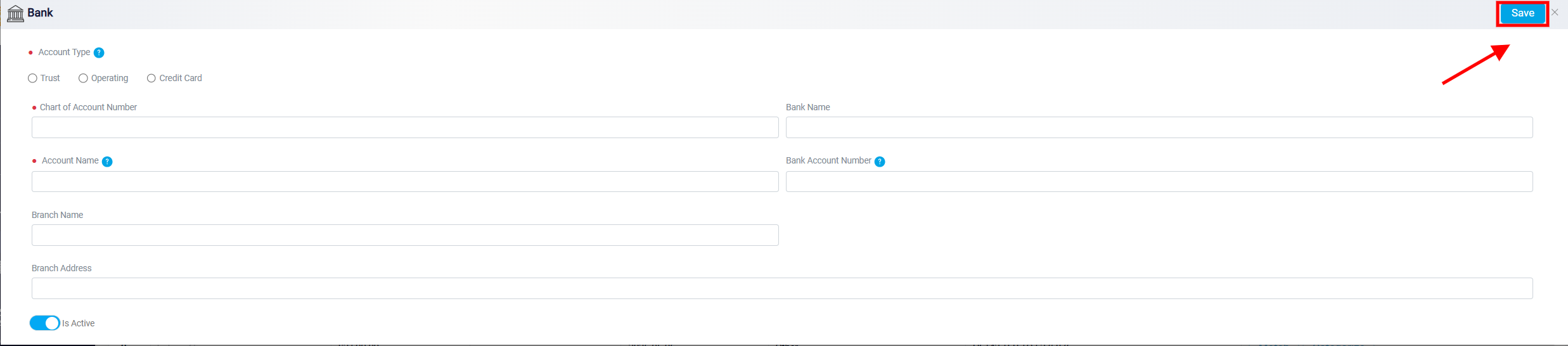 Creating an Internal Bank Account 