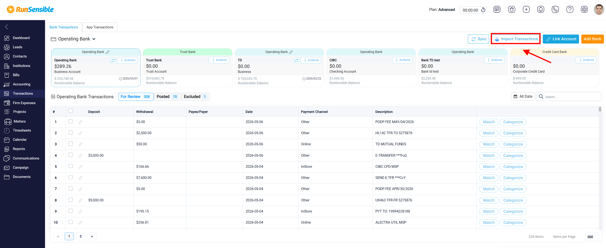 Importing Bank Transactions Using a File